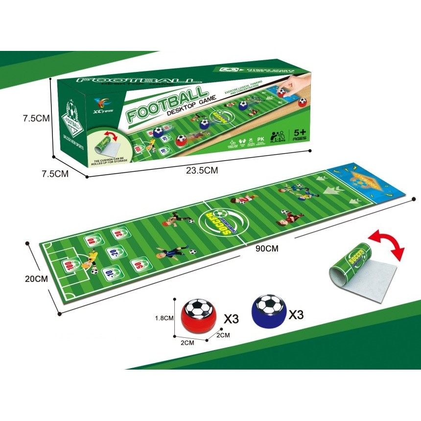Joc Interactiv, , Covor de Fotbal 90 x 20 cm, 1-4 Jucatori, +5 Ani, 6 Mingi Incluse, Verde - imagine 2