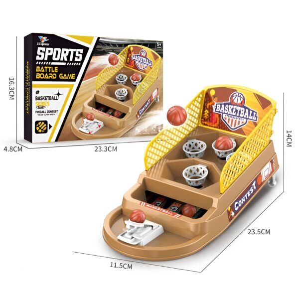Joc de Masa Mini Baschet Interactiv pentru Copii, , 4 Cosuri, 3 Mingi Incluse, 23.5x11.5x14 cm, Maro - imagine 3