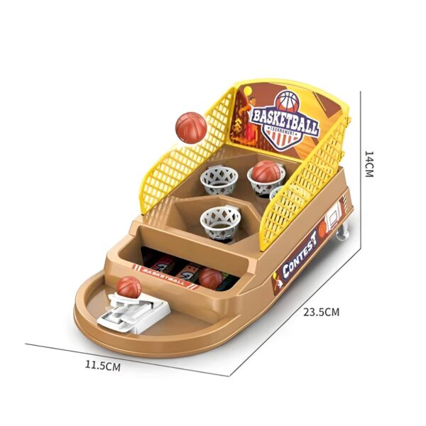 Joc de Masa Mini Baschet Interactiv pentru Copii, , 4 Cosuri, 3 Mingi Incluse, 23.5x11.5x14 cm, Maro - imagine 4