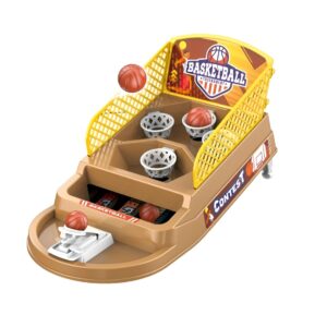 Joc de Masa Mini Baschet Interactiv pentru Copii, , 4 Cosuri, 3 Mingi Incluse, 23.5x11.5x14 cm, Maro