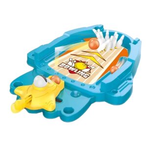 Joc de Masa Mini Bowling Interactiv pentru Copii, , Mingi si Figurine Incluse, 26.5x19.5x5 cm, Albastru