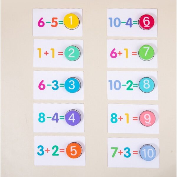 Joc Educational, , Invatare Adunare si Scadere, Cifre din Lemn, 46 Planse, +3 Ani, Multicolor - imagine 2