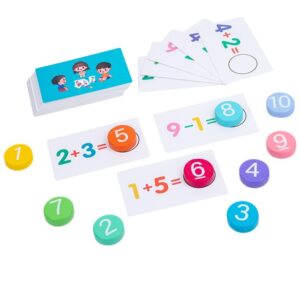 Joc Educational, , Invatare Adunare si Scadere, Cifre din Lemn, 46 Planse, +3 Ani, Multicolor