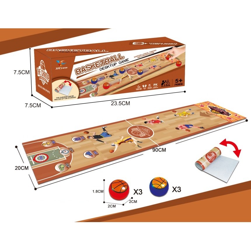 Joc Interactiv, , Covor de Basket 90 x 20 cm, 1-4 Jucatori, +5 Ani, 6 Mingi Incluse, Maro - imagine 4