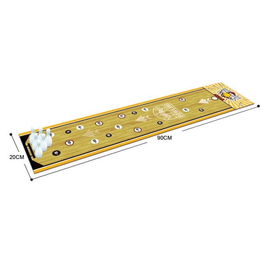 Joc Interactiv, , Covor de Bowling 90 x 20 cm, 1-4 Jucatori, +5 Ani, 6 Mingi Incluse, 6 Popice, Galben