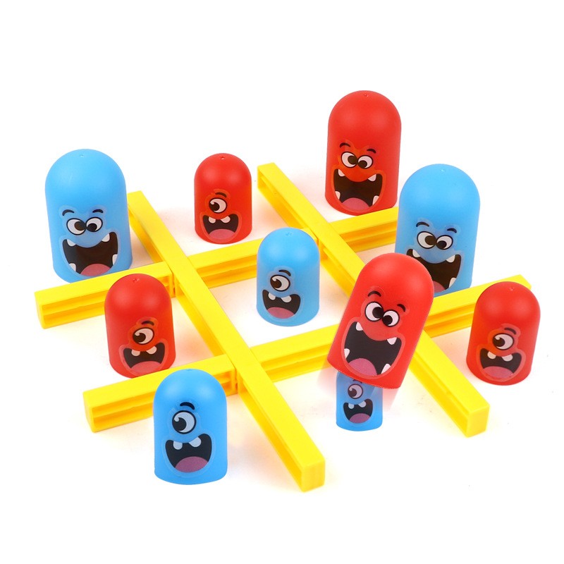 Joc Interactiv, , Tic Tac Toe Gobble, din Plastic, +3 Ani, 18 Piese, 21.5 x 4 x 10 cm, Albastru/Rosu