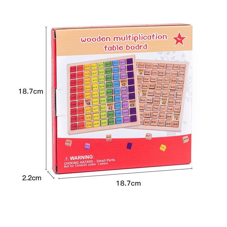 Joc Montessori din Lemn, , Tabla Inmultirii, Blocuri, Tabel de Multiplicare pana la 9x9, Multicolor, 18x18x1.5 cm - imagine 4