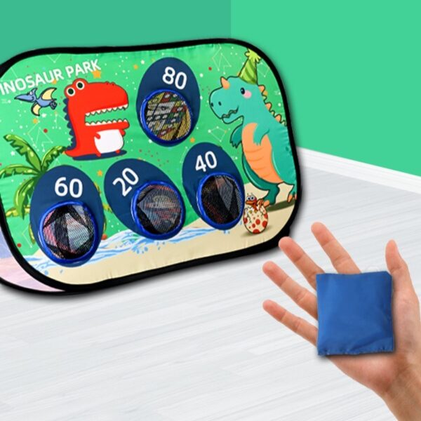 Joc pentru Copii, , Aruncarea Sacilor cu Nisip, Sageti, 8 Mingi, 4 Saci, Geanta Portabila, Interactiv, Model Dinozauri, 77.5x44.5x42 cm, Multicolor - imagine 4