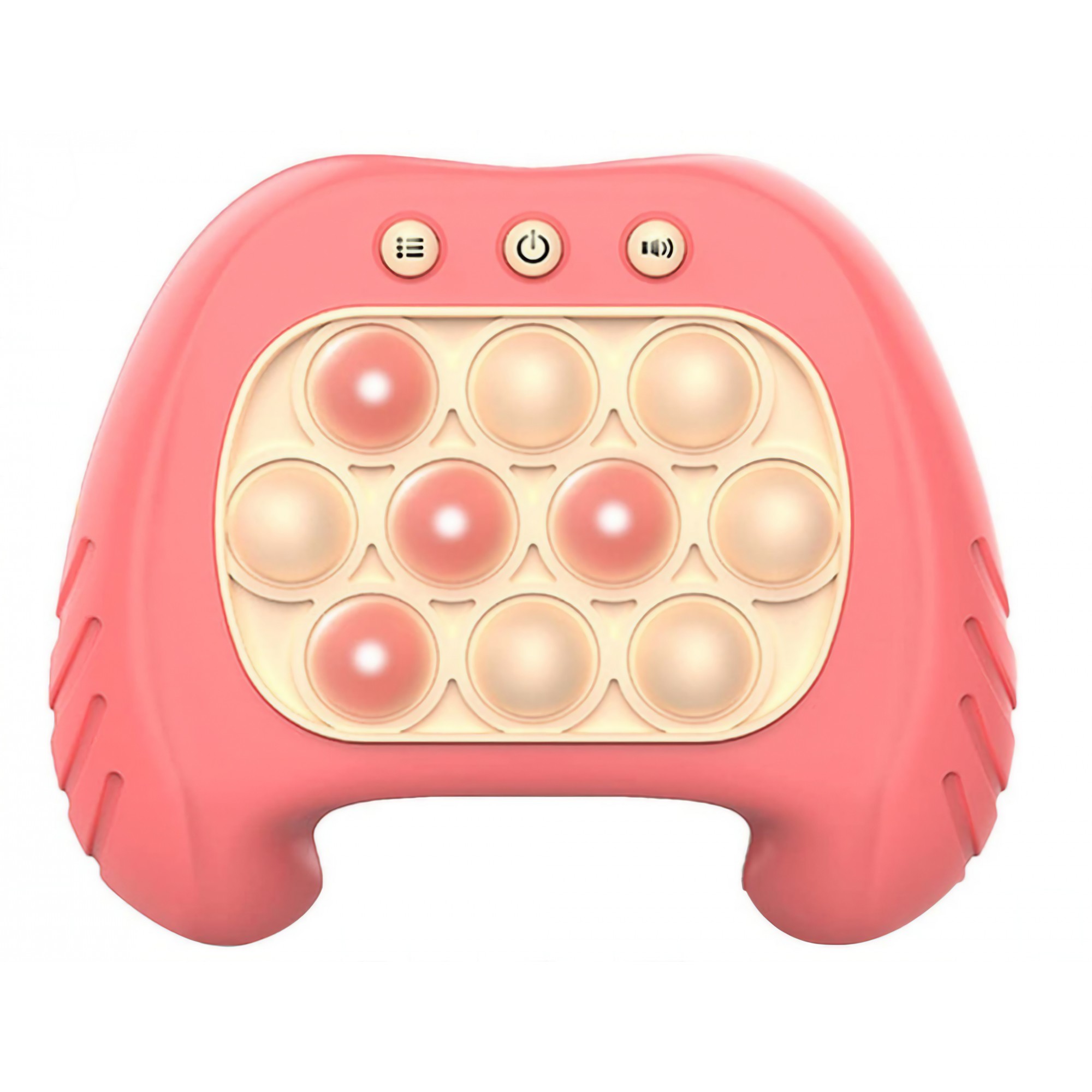 Joc Pop It, , consola, joc interactiv, antistres, cu baterii, Abs si silicon, Roz, 12 x 10 x 5.8 cm