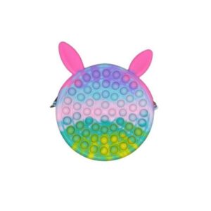 Jucarie antistres din silicon , Geanta Pop It, 16 cm, Iepuras, Macarons