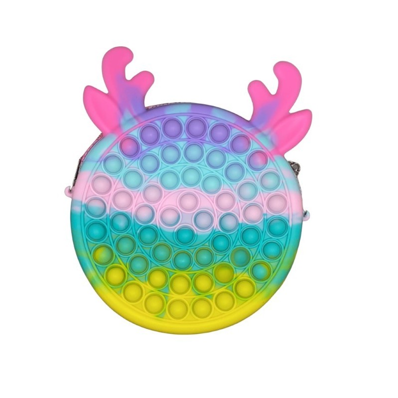 Jucarie antistres din silicon , Geanta Pop It, 16 cm, Ren, Macarons - imagine 2