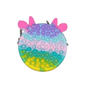 Jucarie antistres din silicon , Geanta Pop It, 16 cm, Vacuta, Macarons
