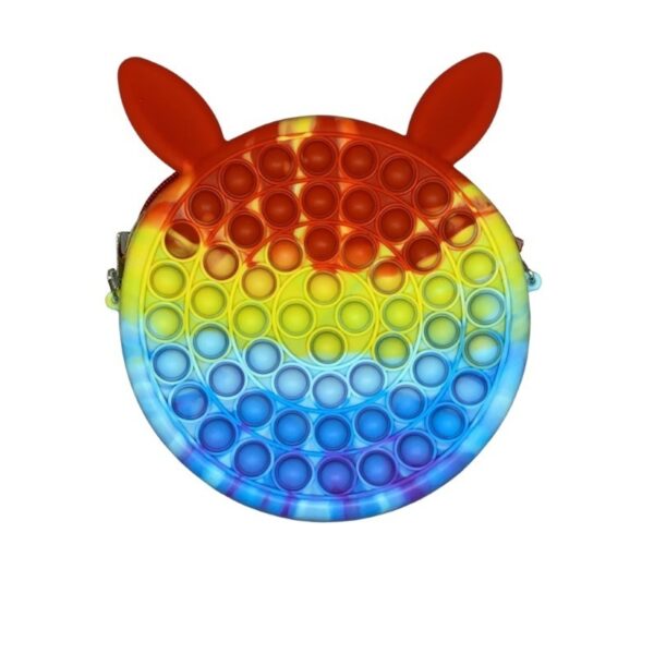 Jucarie antistres din silicon , Geanta Pop It, Iepuras, 16 cm, Curcubeu - imagine 2