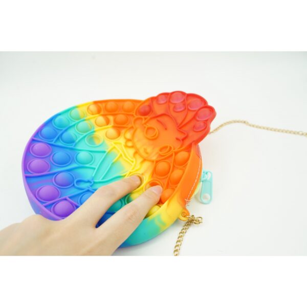 Jucarie antistres din silicon, , Pop It Now and Flip It, Geanta de umar, Mica printesa Elsa, Multicolor - imagine 2