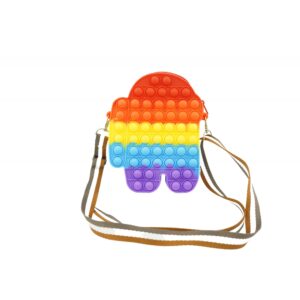 Jucarie antistres din silicon, , Pop It Now and Flip It, Geanta mica, Among Us, Multicolor