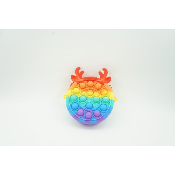 Jucarie antistres din silicon , Pop it Now and Flip It ,Mini Geanta, Ren, 6 cm, Curcubeu - imagine 2