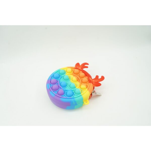 Jucarie antistres din silicon , Pop it Now and Flip It ,Mini Geanta, Ren, 6 cm, Curcubeu - imagine 3