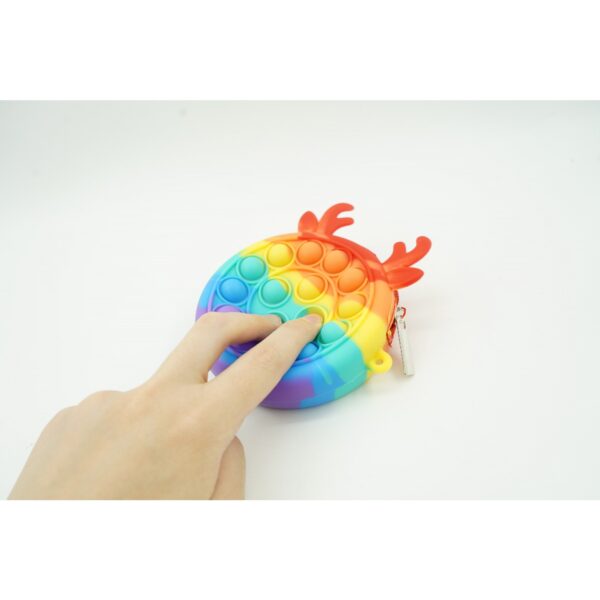 Jucarie antistres din silicon , Pop it Now and Flip It ,Mini Geanta, Ren, 6 cm, Curcubeu - imagine 4