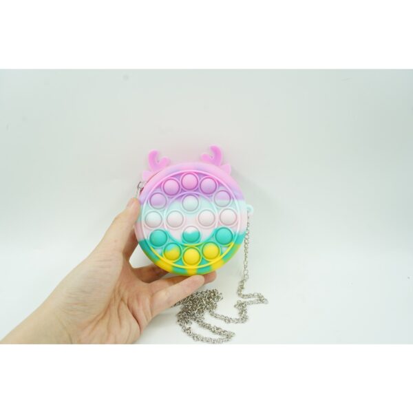 Jucarie antistres din silicon , Pop it Now and Flip It ,Mini Geanta, Ren, 6 cm, Macarons - imagine 2