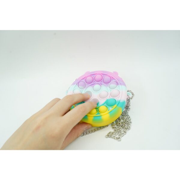 Jucarie antistres din silicon , Pop it Now and Flip It ,Mini Geanta, Ren, 6 cm, Macarons - imagine 3
