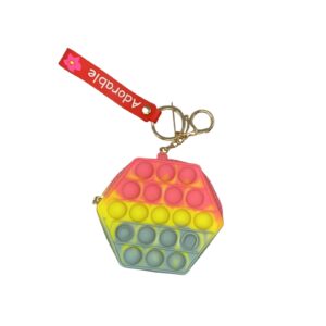 Jucarie antistres din silicon, , Pop It Now and Flip It, Portofel hexagon, Roz/Gri