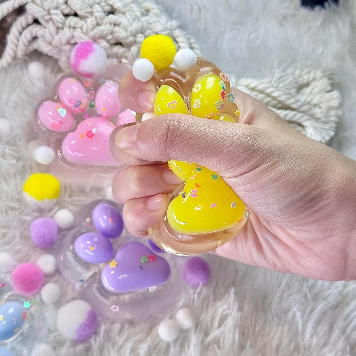 Jucarie Antistres Squishy, , cu Revenire Lenta, Labuta de Pisica Pufoasa, 7.5 cm, Ambalaj Transparent, Model 27055, Multicolor - imagine 4
