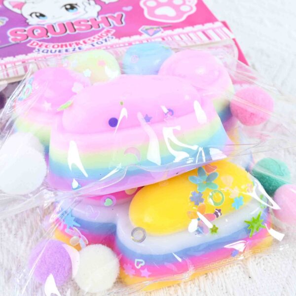 Jucarie Antistres Squishy, , cu Revenire Lenta, Labuta de Pisica Pufoasa, 7.5 cm, Ambalaj Transparent, Model 27053, Multicolor - imagine 4