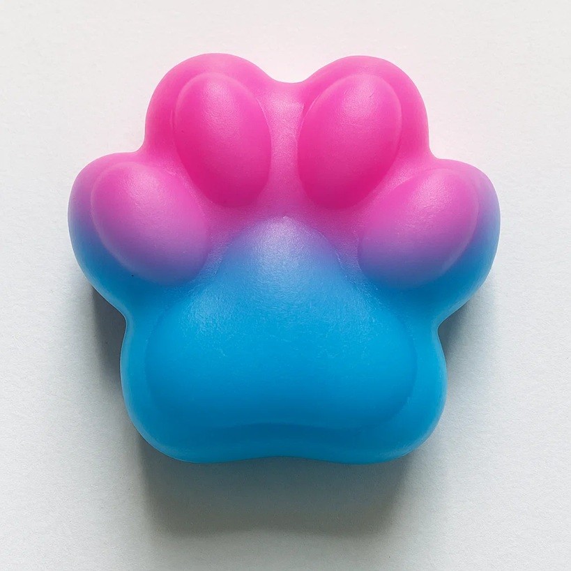 Jucarie Antistres Squishy, , cu Revenire Lenta, Labuta de Pisica Pufoasa, 7.5 cm, Ambalaj Transparent, Model 270512, Albastru/Roz - imagine 3