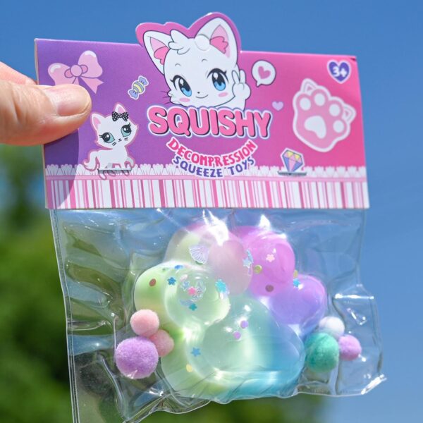 Jucarie Antistres Squishy, , Labuta de Pisica Squeeze Toys, cu Revenire Lenta, 7.5 cm, Model 270521, Multicolor - imagine 2