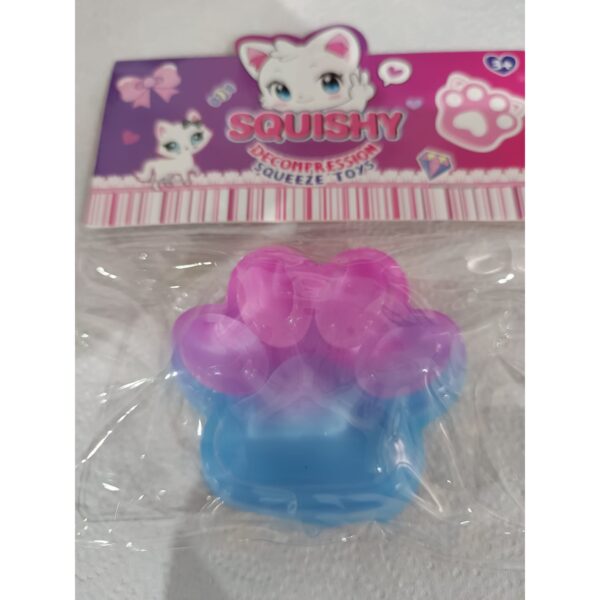 Jucarie Antistres Squishy, , cu Revenire Lenta, Labuta de Pisica Pufoasa, 7.5 cm, Ambalaj Transparent, Model 270512, Albastru/Roz - imagine 2