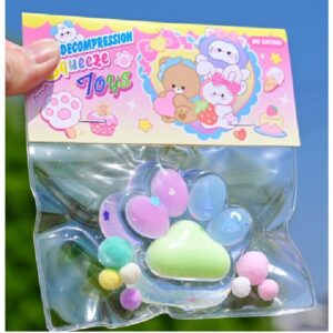Jucarie Antistres Squishy, , cu Revenire Lenta, Labuta de Pisica Pufoasa, 7.5 cm, Ambalaj Transparent, Model 27055, Multicolor