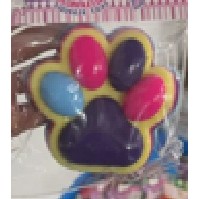 Jucarie Antistres Squishy, , cu Revenire Lenta, Labuta de Pisica Pufoasa, 8.5 x 7.5 cm, Ambalaj Transparent, Galben Mov inchis