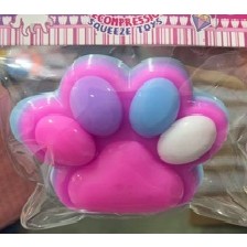 Jucarie Antistres Squishy, , cu Revenire Lenta, Labuta de Pisica Pufoasa, 8.5 x 7.5 cm, Ambalaj Transparent, Roz Albastru deschis