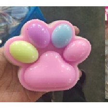 Jucarie Antistres Squishy, , cu Revenire Lenta, Labuta de Pisica Pufoasa, 8.5 x 7.5 cm, Ambalaj Transparent, Roz Multicolor