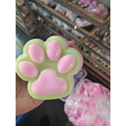 Jucarie Antistres Squishy, , cu Revenire Lenta, Labuta de Pisica Pufoasa, 8.5 x 7.5 cm, Ambalaj Transparent, Verde Roz