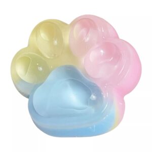 Jucarie Antistres Squishy, , cu Revenire Lenta, Squeeze Pinch Family, Model Cat Paw, 6.5 x 6 cm, din Tpr, 4-6 Ani, Model Curcubeu, Multicolor cu Insertii