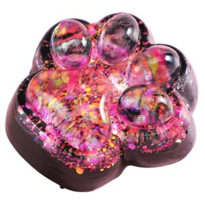 Jucarie Antistres Squishy, , cu Revenire Lenta, Squeeze Pinch Family, Model Labuta de Pisica cu Sclipici, 6.5x6 cm, 60g, Ambalaj Transparent, Roz-Negru