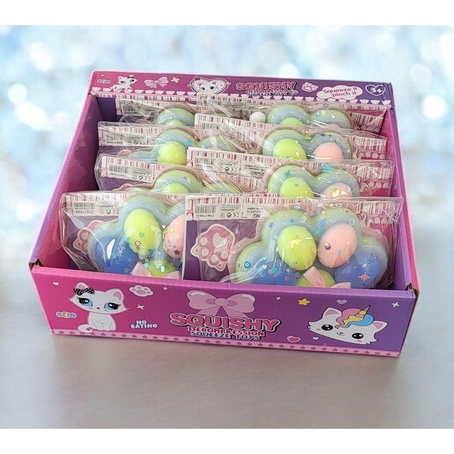 Jucarie Antistres Squishy, , cu Revenire Lenta,  Model Labuta de Pisica Pufoasa, 12.5x10.5 cm, 220g, Squeeze Pinch Family, Multicolor Albastru - imagine 3