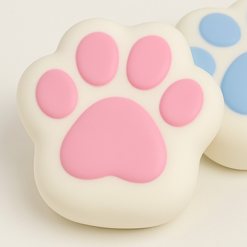 Jucarie Antistres Squishy, , Revenire Lenta, Model Labuta de Pisica, Squishy, BIG, 12.5 x 10.5 cm, 220 g, Model 10, Alb Roz - imagine 2