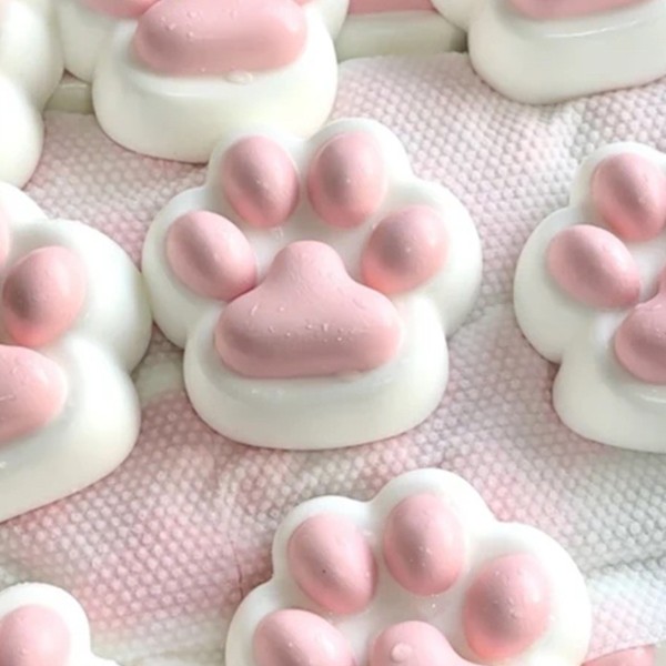 Jucarie Antistres Squishy, , Revenire Lenta, Model Labuta de Pisica, Squishy, BIG, 12.5 x 10.5 cm, 220 g, Model 10, Alb Roz - imagine 3