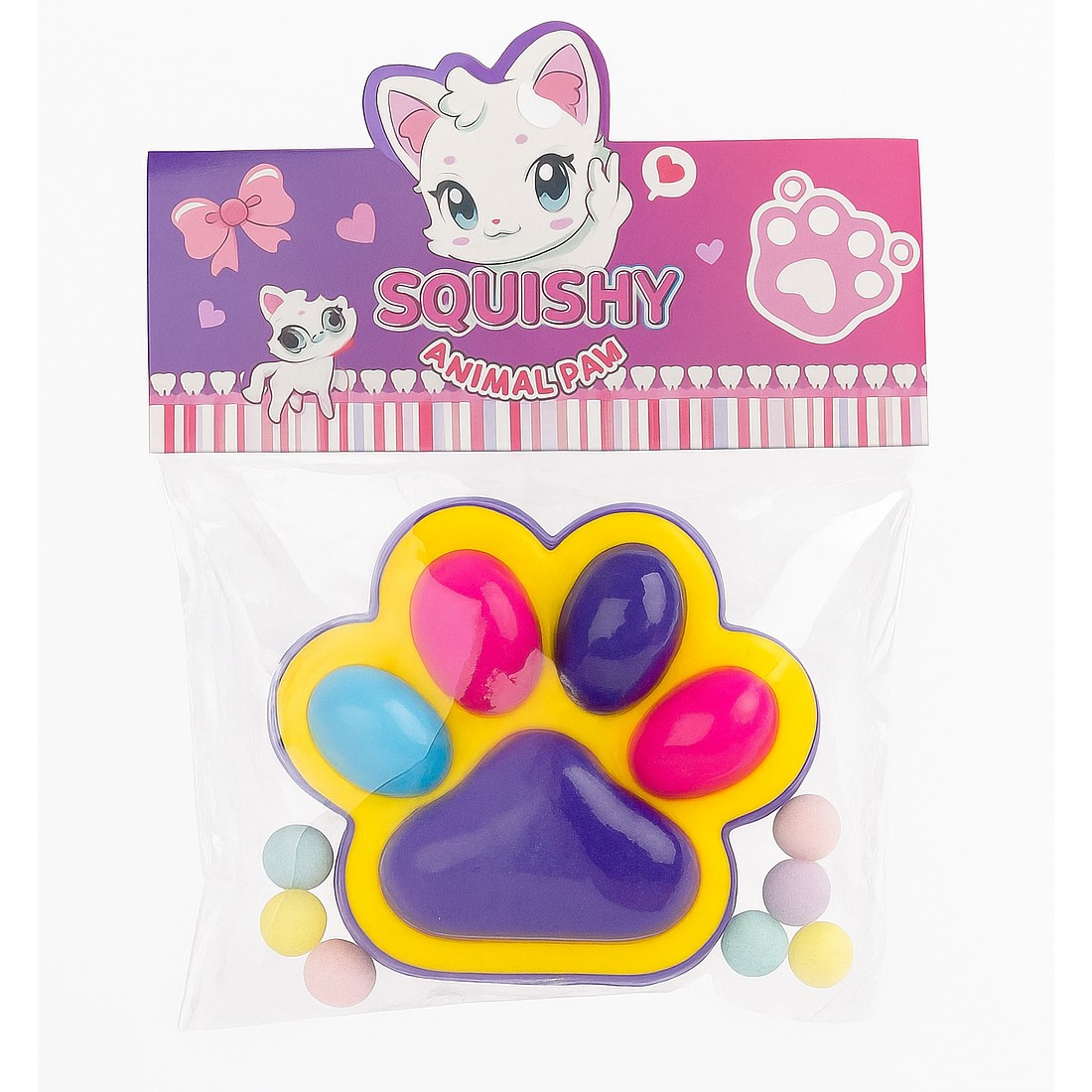 Jucarie Antistres Squishy, , Revenire Lenta, Model Labuta de Pisica, Squishy, BIG 12.5 x 10.5 cm, 220 g, Model 17, Mov Galben Rosu - imagine 2