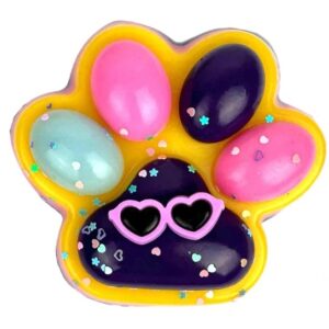 Jucarie Antistres Squishy, , Revenire Lenta, Model Labuta de Pisica, Squishy, BIG 12.5 x 10.5 cm, 220 g, Model 18, Roz Galben Mov