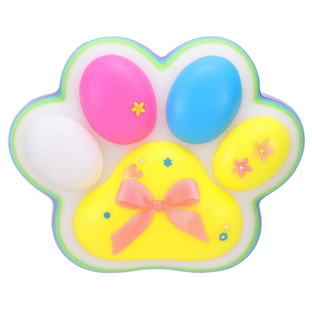 Jucarie Antistres Squishy, , Revenire Lenta, Model Labuta de Pisica, Squishy, BIG 12.5 x 10.5 cm, 220 g, Model 24, Multicolor Alb Galben