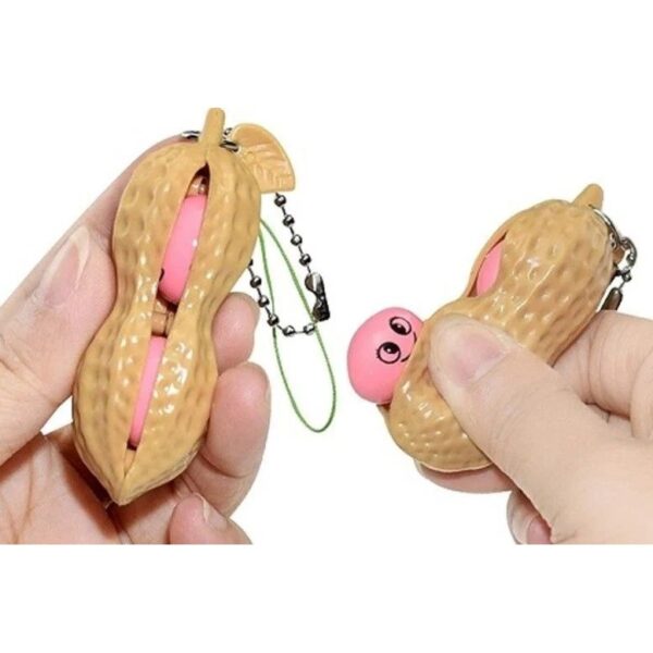 Jucarie breloc aluna antistres, Peanut Fidget Toy, Crem - imagine 3