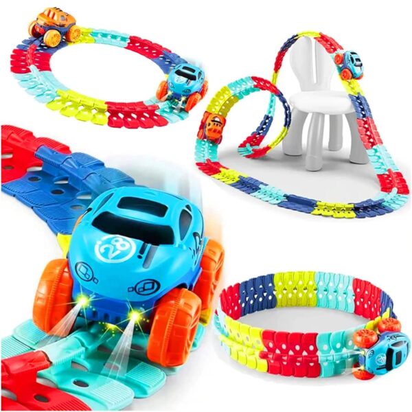 Jucarie de Constructie RollerCoaster, , 184 de Piese, 44.5x36x7 cm, cu Masini, Multicolor - imagine 2