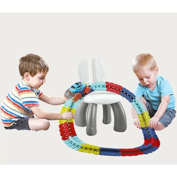 Jucarie de Constructie RollerCoaster, , 184 de Piese, 44.5x36x7 cm, cu Masini, Multicolor - imagine 4