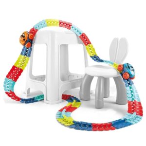 Jucarie de Constructie RollerCoaster, , 184 de Piese, 44.5x36x7 cm, cu Masini, Multicolor