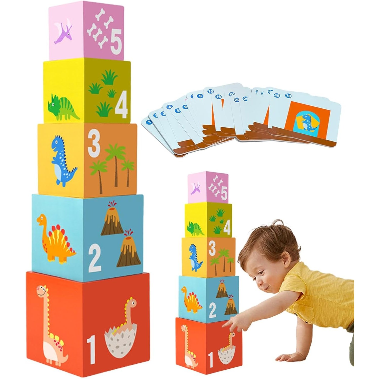 Jucarie de Construit, , Puzzle Box, Blocuri Stivuibile, 4-6 Ani, 5 Cuburi, 48 de Modele de Construit, 1 Manual, 12.8 x 12.8 x 12.8 cm, Multicolor - imagine 2