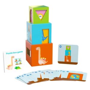 Jucarie de Construit, , Puzzle Box, Blocuri Stivuibile, 4-6 Ani, 5 Cuburi, 48 de Modele de Construit, 1 Manual, 12.8 x 12.8 x 12.8 cm, Multicolor