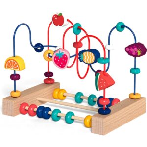 Jucarie din Lemn Montessori, , Labirint Motricitate cu Abac si Animalute, Rollercoaster pentru Copii, Educativ, Dezvoltarea Abilitatilor Motorii, Numaratoare, 22x17x15 cm, Multicolor